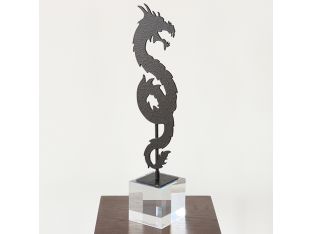Tall Black Finished Chinoiserie Dragon - Cleared