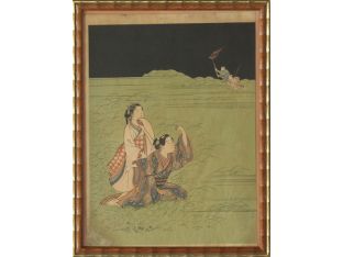 Elopers In Musashino Woodblock, Ca. 19th Century 9.75W x 12.75H