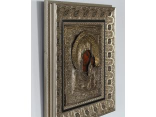 Russian Silver Oklad Icon, 19th Century 15W x 17H