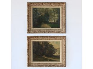 Set Of 2 Landscapes With Trails- Early 20th Century 16W x 12H