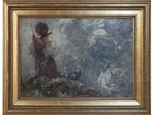 Shepherdess, Oil on Board 25W x 20H