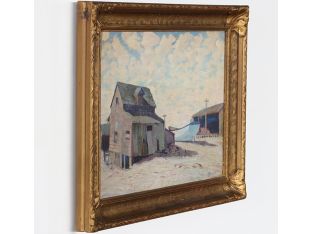 American Impressionist Boat Dock, Early 20th Century 19.75W x 16H