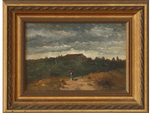 Italian Landscape Scene, 19th Century with Gold Frame 12W x 9.5H