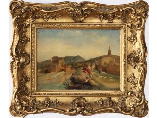 Italian School, Man and Woman with Cat, 19th Century 32W X 26.5H