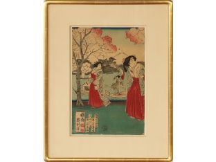 Japanese Woodblock Print of 3 Women 16W x 21H - Cleared Art