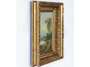 Antique English Landscape Oil on Canvas C 1880s 17W x 21H - Cleared Art