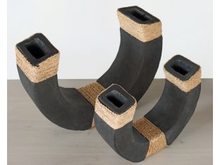 Set Of 2 Black Clay Horseshoe Sculptures - Cleared