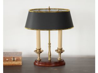 Brass Table Lamp w/ Twin Candle Base - Cleared