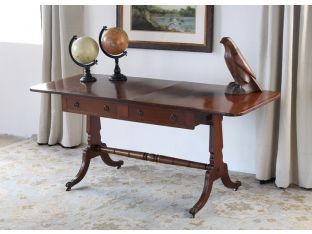 Mahogany Drop Leaf 2 Drawer Sofa Table, Circa 1960