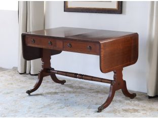 Mahogany Drop Leaf 2 Drawer Sofa Table, Circa 1960