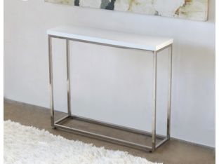 High Gloss White Console Table with Stainless Steel Base