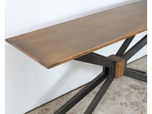 Industrial Iron and Brass Console Table 