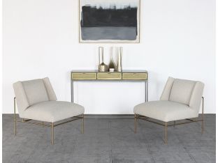 Cream Slipper Chair On Brass Frame
