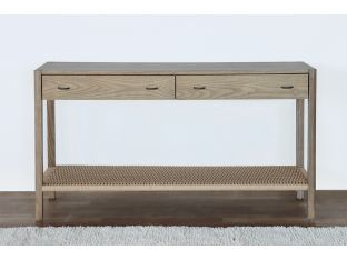 Danish Style Ash Console with Woven Shelf