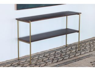 Umber Brown Console with Antique Brass Base