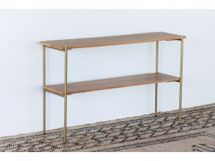 Natural Oak Console with Antique Brass Base
