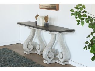 Off White French Provincial Console w/ Charcoal Top
