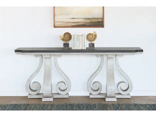 Off White French Provincial Console w/ Charcoal Top