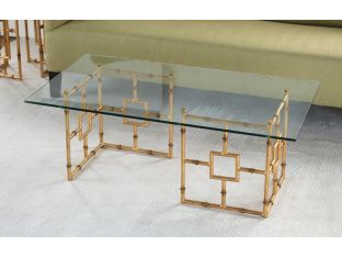 Bamboo Coffee Table with Glass Top