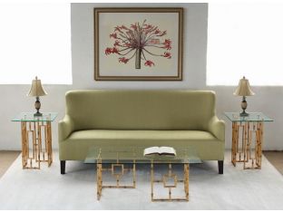 Bamboo Coffee Table with Glass Top