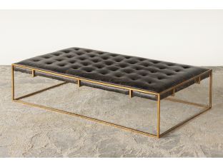 Oxford Ottoman in Antique Brass and Aged Leather
