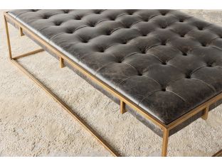 Oxford Ottoman in Antique Brass and Aged Leather