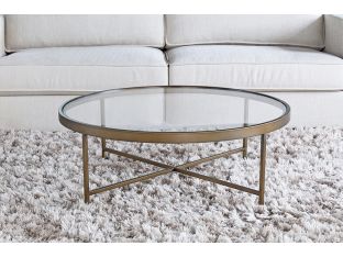 Mitchell Gold Vienna Round Cocktail Table in Antique Brass
