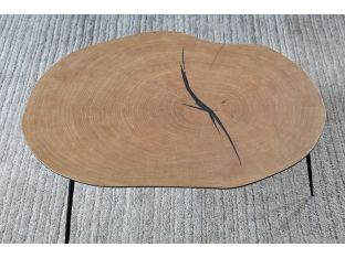 Low White Oak Coffee Table with Forged Steel Legs