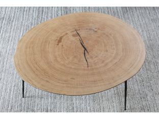 Tall White Oak Coffee Table with Forged Steel Legs