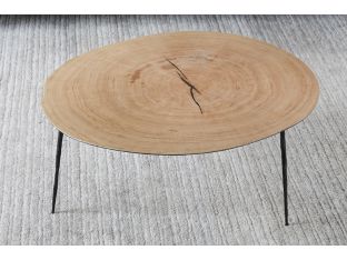 Tall White Oak Coffee Table with Forged Steel Legs