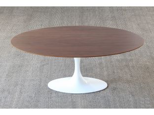 Saarinen Style Coffee Table with Walnut Top and White Base