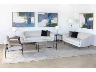 Ivory Curved Channeled Back Sofa