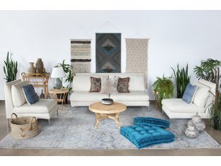 Rattan End Table W/Woven Cane Top