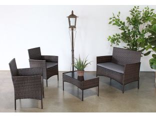 Dark Wicker Coffee Table With Glass Top