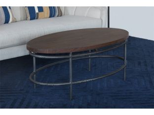 Oval Mango Wood Top Coffee Table With Iron Base
