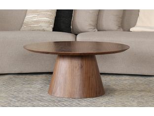 Walnut Veneer Pedestal Coffee Table