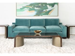 Dark Eucalyptus Wood and Bronze Coffee Table