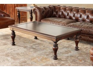 Cherry Coffee Table w/ Embossed Scrolled Metal Top