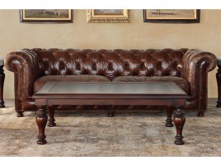 Cherry Coffee Table w/ Embossed Scrolled Metal Top