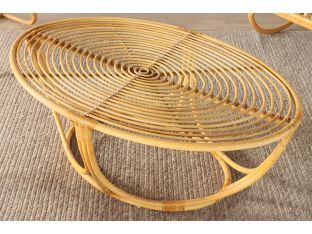 Oval Rattan Coffee Table with Concentric Oval Top