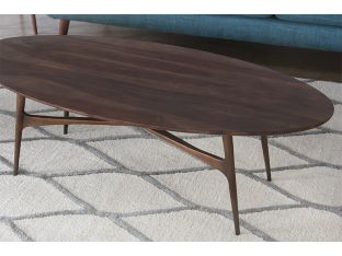 Walnut & Antiqued Brass Oval Coffee Table