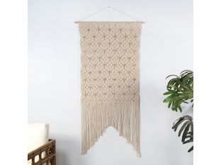 Cream Macrame W/Beads Wall Hanging 29W X 60H