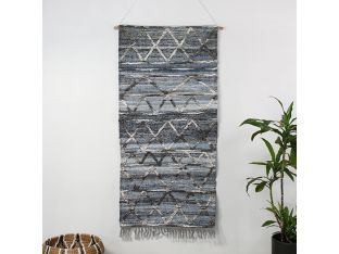 Handwoven Blue & Charcoal Wall Hanging 30W X 60H
