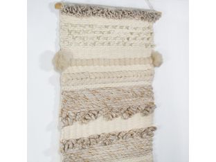 Handwoven Cream & Ivory Wall Hanging 24W X 53H