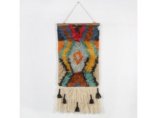 Hand Knotted Multi-Colored Wall Hanging 17W X 23H