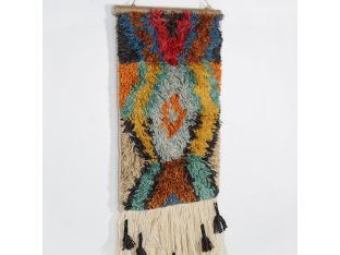 Hand Knotted Multi-Colored Wall Hanging 17W X 23H
