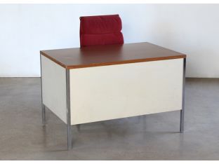 Beige Metal Desk with Woodgrain Top