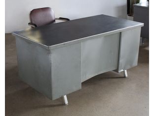 Storm Gray Metal Desk With 5 Side Drawers