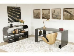Distressed Metal Desk with Shelf on the Side