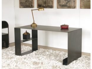 Distressed Metal Desk with Shelf on the Side